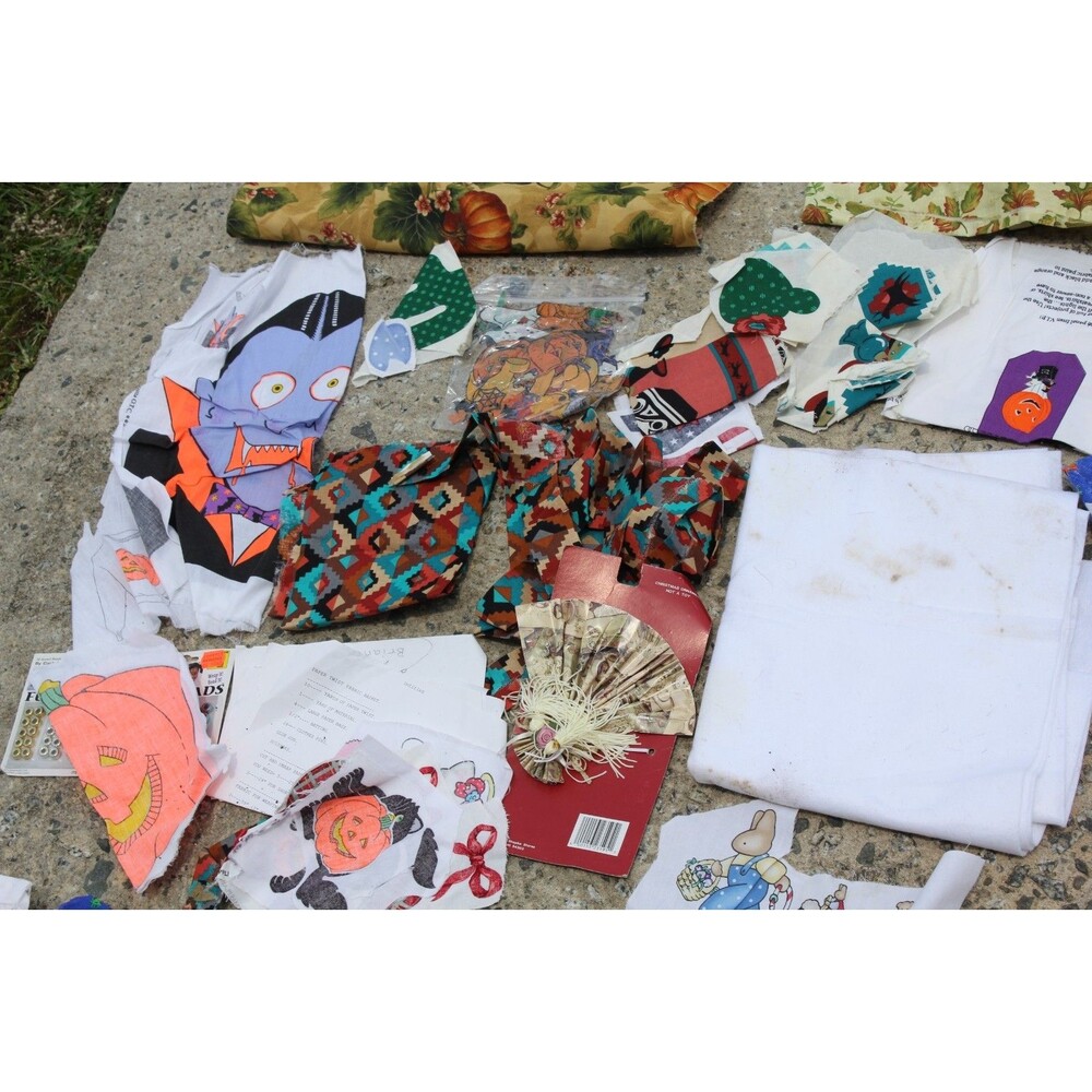 Vintage Fall Halloween Autumn HUGE LOT Bundle Quilt Sew Crafts Fabric Cotton - Picture 11 of 16